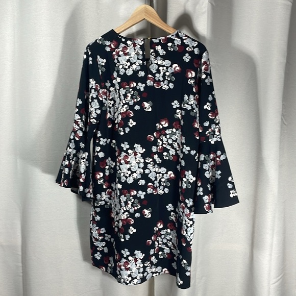 Mud Pie Black Floral Dress bell sleeves - Picture 3 of 5